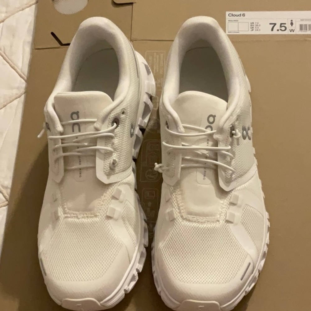 On Cloud 6 White Sneakers